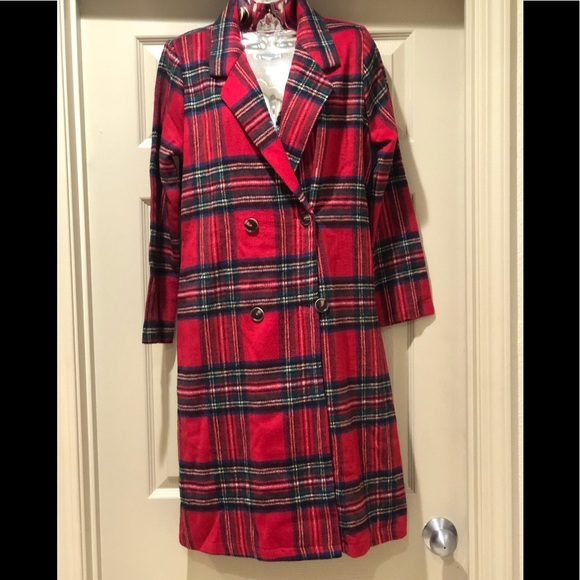 ROYAL PLAID LONG TRENCH COAT small NWT - Picture 3 of 9